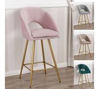 Poltrona sgabello alto in velluto nero e metallo dorato stile Art Déco