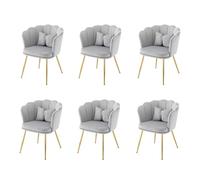 Poltrona soggiorno moderna in velluto sedia da bagno comoda imbottita decorativa con schienale a petalo e gambe in metallo placcato oro e cuscino a farfalla per Esszi (grigio 6)