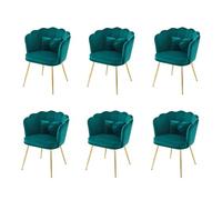 Poltrona soggiorno moderna in velluto sedia da bagno comoda imbottita decorativa con schienale a petalo e gambe in metallo placcato oro e cuscino a farfalla per Esszi (verde 6)