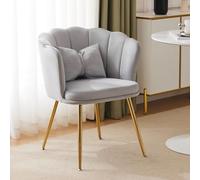 Poltrona soggiorno moderna in velluto sedia da bagno comoda imbottita decorativa con schienale a petalo e gambe in metallo placcato oro e cuscino a farfalla per camera da letto/Esszim