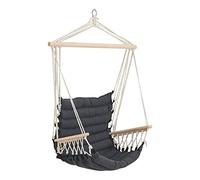 Poltrona Sospesa - Altezza Completa 140 cm - Altalena Relax con Braccioli e Schienale Sedia Appendibile con Carico Fino a 100 kg Uso Interno/Esterno - Grigio Scuro