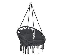 Poltrona Sospesa con Cuscini Altezza Completa di Sostegno 135 cm Altalena Relax Poltrona Appendibile per Interno/Esterno - Supporto Fino a 150 kg - Nero