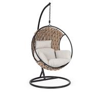 Poltrona sospesa Pieghevole con cuscino "GALAPAGOS" Sand in acciaio, intreccio in corda di poliestere