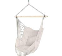 ® Poltrona Sospesa Da Giardino 2 Cuscini, Sedia Amaca Altalena Macrame Con Bracc