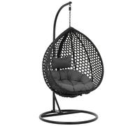 Uniprodo UNI_HC_05 Poltrona sospesa da giardino Sedile pieghevole Nero, grigio - A forma di uovo Poltrona sospesa Poltrona sospesa da esterno Sedia sospesa da giardino Poltrona a dondolo