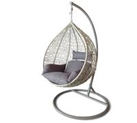 Poltrona sospesa in rattan con piedistallo - RELAXA - Grigio-Grigio