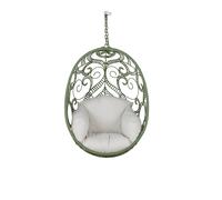 Poltrona sospesa per esterni in resina riciclata verde e cuscino ecrù (base venduta separatamente)