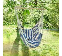 Poltrona Sospesa Sedia Sospesa Bianco Blu Legno Cotone Cuscino Giardino Camera