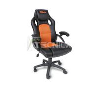 Poltrona ufficio gaming Beta 9563G pelle nera arancio con braccioli