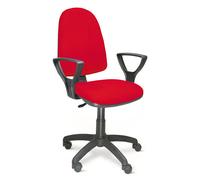 Poltrona ufficio studio casa girevole in tessuto rosso con ruote