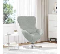 Poltrona Uovo Grigio Chiaro in Velluto con Base Girevole a 360° per | Morbido velluto, design scandinavo, seduta profonda, braccioli imbottiti, facile manutenzione, stile contemporaneo
