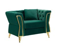 Poltrona verde con gambe dorate rivestito in velluto Trapuntato EMY MUSTARD Dimensioni 104x83xh 76 cm colore Verde verde