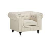 Poltrona vintage in tessuto beige Chesterfield