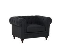 Poltrona vintage in tessuto grigio scuro grafite Chesterfield