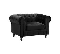 Poltrona vintage in tessuto nero Chesterfield