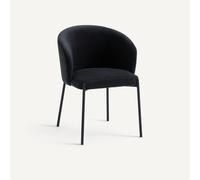 Poltroncina da tavolo in metallo e velluto, Kinna Grigio TU