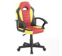 Poltroncina Gaming modello Bambino gioco, computer ufficio similpelle con altezza seduta regolabile L55xP66x h88,5-99,5 cm Granata e Gialla giallo