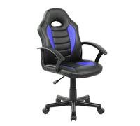 Poltroncina Gaming modello BIMBO gioco, computer ufficio in similpelle Dimensioni: cm 55 x 56 x h. 88,5-99,5 nera e blu blu