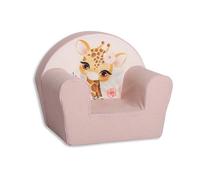 Poltroncina per Bambini 42x31x50 cm in Velluto e Cotone Giraffa Rosa