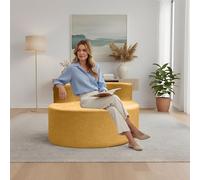 Poltroncina Rotonda, Divano da Terra Moderno da 43'' con Seduta Profonda, Nessun Montaggio Richiesto, Divani Letto Imbottiti Singoli per Soggiorno, Appartamento (Giallo)