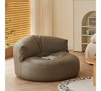 Poltrone A Sacco For Adulti, Rivestimento In Similpelle, Set Di Poltrone Senza Imbottitura, Pouf Angolare, Poggiapiedi, Seduta Sul Pavimento, Divano A Sacco(Khaki,Single)