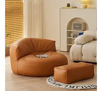 Poltrone A Sacco For Adulti, Rivestimento In Similpelle, Set Di Poltrone Senza Imbottitura, Pouf Angolare, Poggiapiedi, Seduta Sul Pavimento, Divano A Sacco(Orange,2 in 1-C)