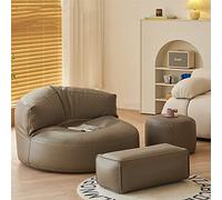 Poltrone A Sacco For Adulti, Rivestimento In Similpelle, Set Di Poltrone Senza Imbottitura, Pouf Angolare, Poggiapiedi, Seduta Sul Pavimento, Divano A Sacco(Brown,3 in 1)