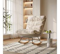 Poltrone da salotto a dondolo, sedia a dondolo scandinava con schienale regolabile, poltrona a 1 posto per ufficio, soggiorno, camera da letto (beige grigio C)