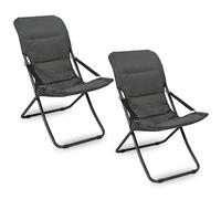 Poltrone lettino da veranda sdraio giardino Floris con cuscino grigio scuro x2