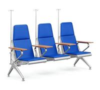 Poltrone per Flebo con Schienale Alto, Poltrona a 3 Posti per Sala D'attesa e Reception, Poltrona Medica per Prelievi Ematici con Supporto per Flebo per Ospedali, Scuole e Case di Cura(Blue)