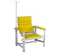 Poltrone Singole per Flebo con Braccioli e Asta per Flebo Regolabile, Poltrone Reclinabili Mediche in Similpelle con Struttura in Acciaio per Ospedale(Yellow)