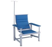 Poltrone Singole per Flebo con Braccioli e Asta per Flebo Regolabile, Poltrone Reclinabili Mediche in Similpelle con Struttura in Acciaio per Ospedale(Blue)