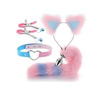 ̣ σ Polvere Blu Volpe Gatto Cosplay Nylon 4 Pezzi Set, Morbido E Confortevole! Un Regalo Originale Per Uomini E Donne