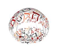 Polvere creativa dell'alfabeto ebraico,Cuffia da doccia, cuffia da notte, doppio strato, impermeabile, elastica, riutilizzabile.