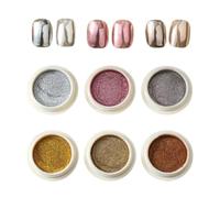 Polvere cromata per unghie, 6 scatole | Piccentio per unghie рwder con effetto dello specchio metallico, facile applicazione di 2 minuti, set di polvere di cromata | Regalo di decorazione di lu