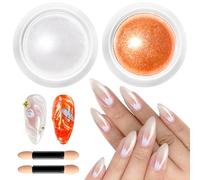Polvere Cromata Per Unghie - Magic Mirror Orange Nail Powder 【Effetto Specchio Magico】 Polvere Per Unghie Olografica Polvere Glitterata Per Unghie, Polvere Per Unghie Cromata Perlata Per Nail DIY