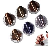 Polvere di chiodo cromata 6pcs/set a 6 colori in polvere di unghie metallica vintage per inverno e autunno 0, 5 g/pc glitter per chiodi, regali per donne, di chiodo cromo