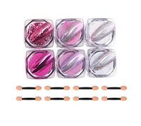 Polvere per unghie cromata, 6 scatole Aurora Magic Mirror Effect Nail Polvere pigmenti per manicure, unghie olografiche glitterate per decorazioni fai da te nail art (rosa)