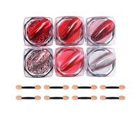 Polvere per unghie cromata, 6 scatole Aurora Magic Mirror Effect polvere per unghie, pigmenti per manicure, nail art, glitter olografici per decorazioni fai da te (rosso)