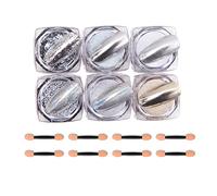 Polvere per unghie cromata, 6 scatole Aurora Magic Mirror Effect polvere per unghie, pigmenti per manicure, nail art, glitter olografici per decorazioni fai da te (argento)