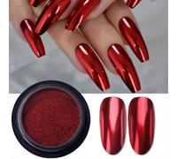 Polvere per unghie rossa effetto specchio con riflessi olografici, pigmento metallico fine adatto per la decorazione delle unghie fai da te a casa e salone di bellezza, abbellimenti per unghie e forni