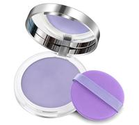 Polvere pressata, polvere opaca lavanda trucco con specchio e soffio | Cipria compatta per un controllo dell'olio di lunga durata, impostazione trucco per tutte le tonalità della pelle
