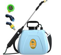 Polverizzatore elettrico 8L, spruzzatore da giardino a batteria ricaricabile con 3 ore di autonomia, spruzzatore con triplo ugello,adatto per prati, giardini e corsi interni (blu)