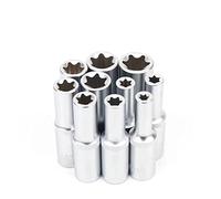 POLXLMOFXO 10pcs E-Type Socket da 1/2 pollici Chrome Vanadio Set deep 8-24mm, presa esagonale lunga