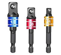 POLXLMOFXO 3pcs 1/4 "3/8" 1/2 "Adattatore driver 3/8" Driver Hex Extension Drill Bits Socket Adapter Adattatore Potenza BIT Set for