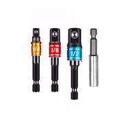 POLXLMOFXO 4 pz. Convertitore dell'adattatore della presa di esercitazione for il conducente impatto for supporto bit da 60 mm for set estensione barra del trapano quadrata(Schwarz)