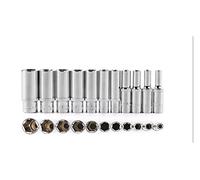 POLXLMOFXO Presa di guida da 1/4 "Set 4 mm -14mm Lunghe prese profondi Crv. Adattatore a testa attrezzi a mano for chiave a cricchetto a a(11pc long)