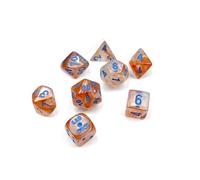 Poly 7 Set: Borealis Rose Gold/light blue Luminary 7-Die Set Lab Dice