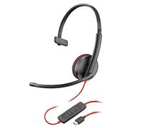 Poly Blackwire 3210 Cuffia cablata - Microfono a cancellazione di rumore - Design a orecchio singolo - Si collega a PC/Mac tramite USB-C o USB-A - Funziona con/Teams, Zoom