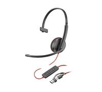 POLY Blackwire 3210 Monaural USB-C Headset +USB-C/A Adapter (Bulk) CUFFIE, Nero
